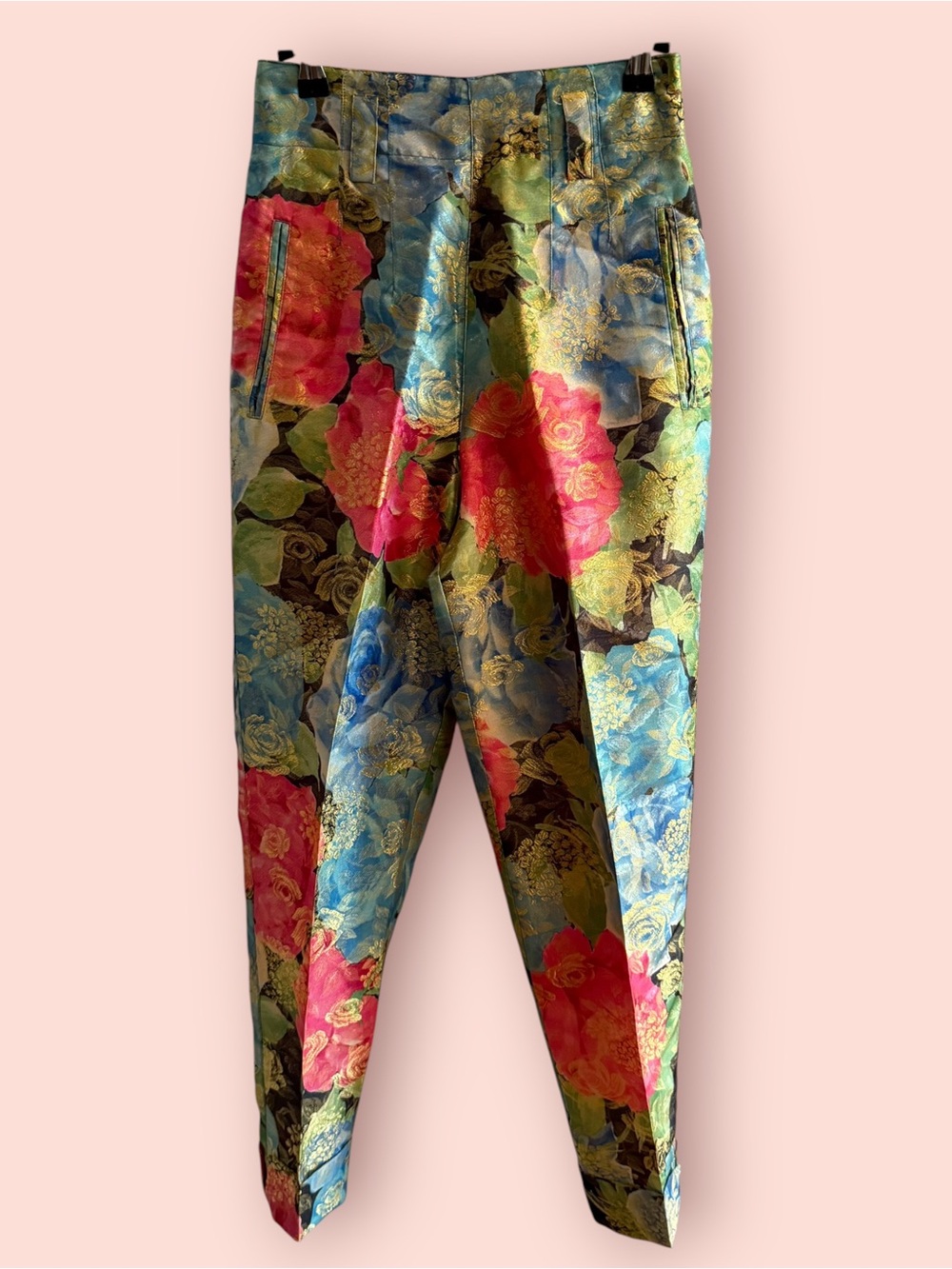 Vintage Mondi Metallic Floral Brocade High Waist Pants